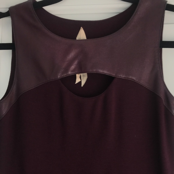Bailey 44 Plum/Wine Dress with Leather and Cut Out - Picture 2 of 5